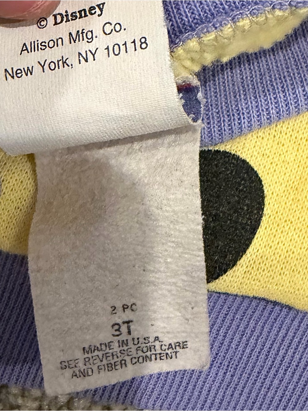 Vintage Disney Yellow & Lavender Minnie & Mickey Kids Sweatshirt - Picture 7 of 8